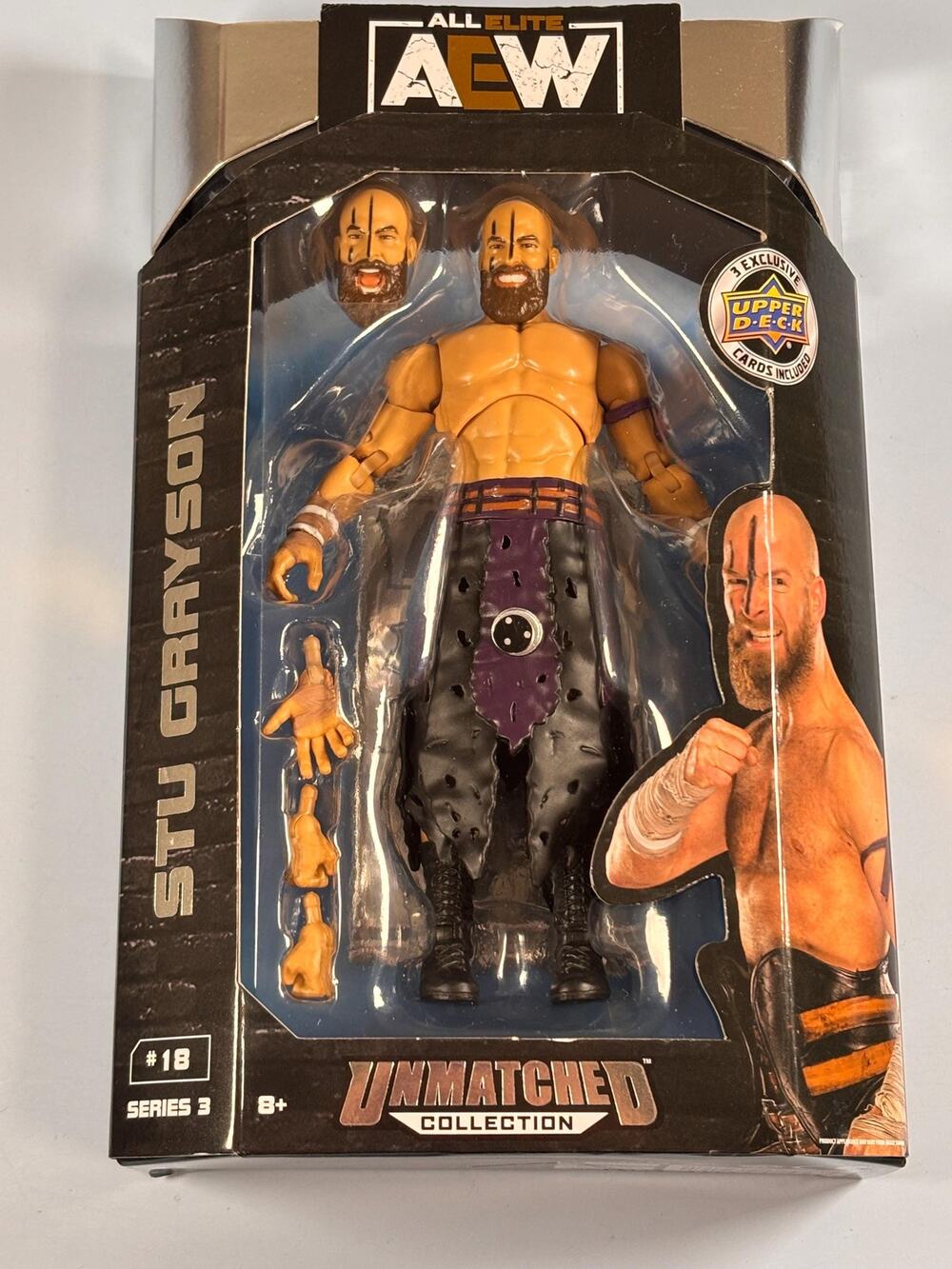 AEW Stu Grayson Unmatched Series 3 Wrestling Action Figure 6” Upper Deck Cards